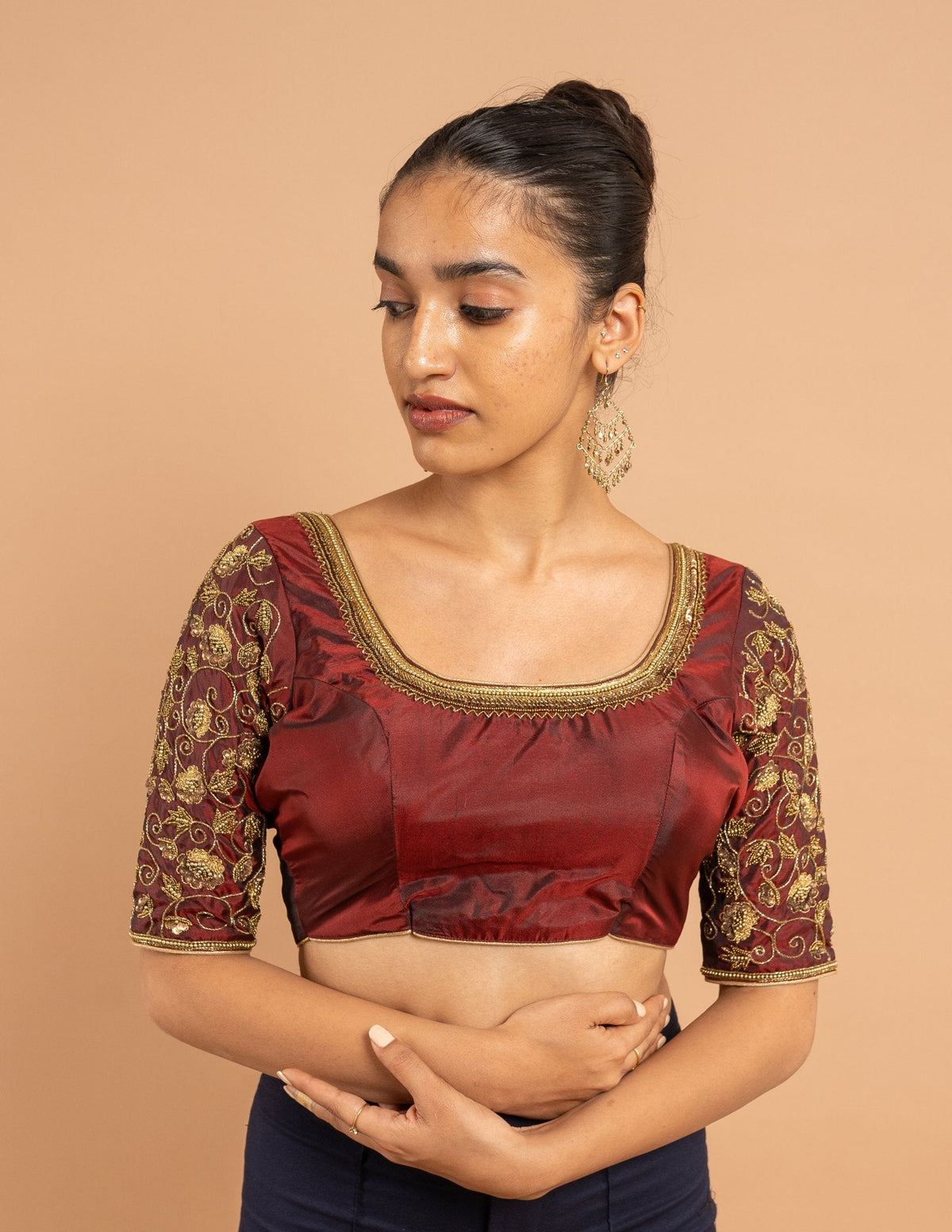 Maroon zardozi blouse