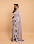 Lavender cutwork and stone border saree – Georgette silk