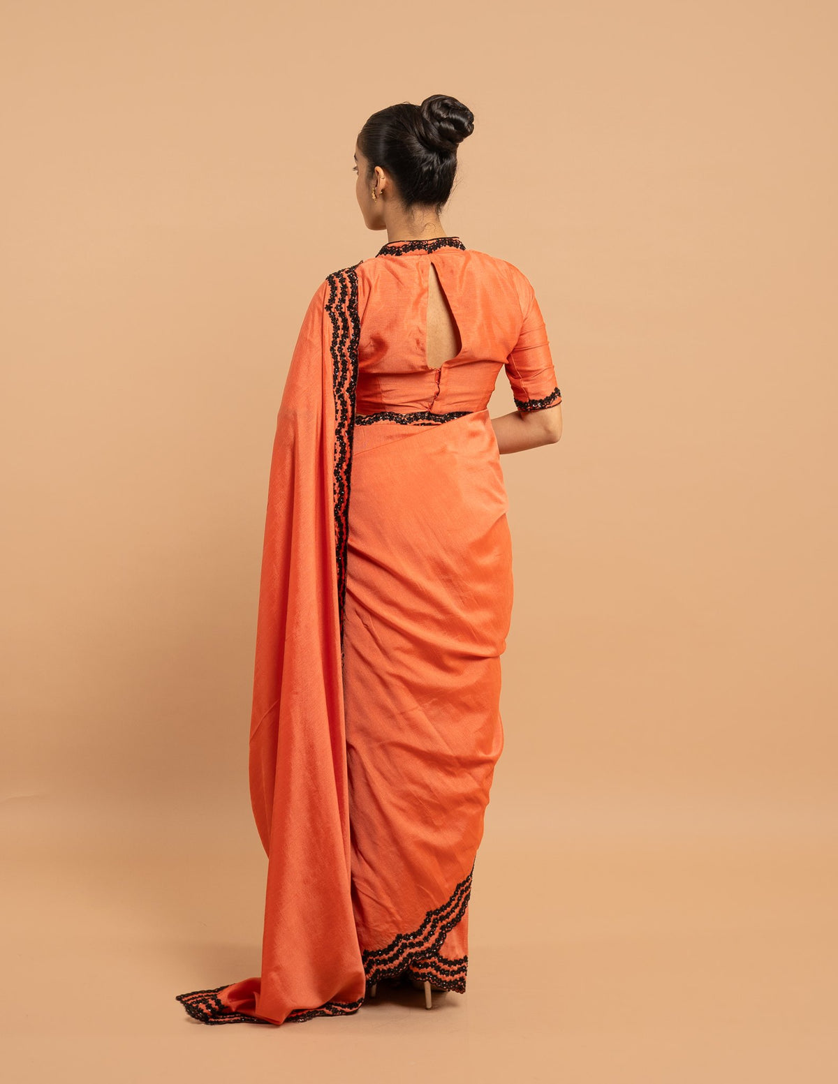 Coral bead border saree – Silk