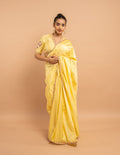 Yellow floral border and butterfly zardozi saree – Silk