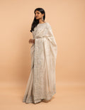 Ivory all-over silver zardozi saree – Tissue silk