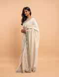 Ivory mirror border saree – Tissue silk
