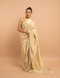 Gold zardozi floral motif saree – Tissue silk