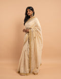 Cream gold zari and mirror saree – Tissue silk