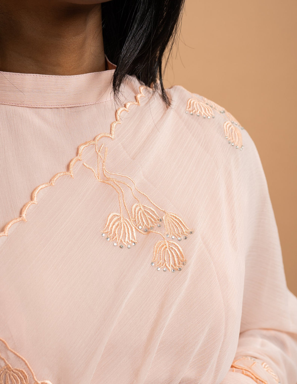 Blush thread embroidered saree – Chiffon silk