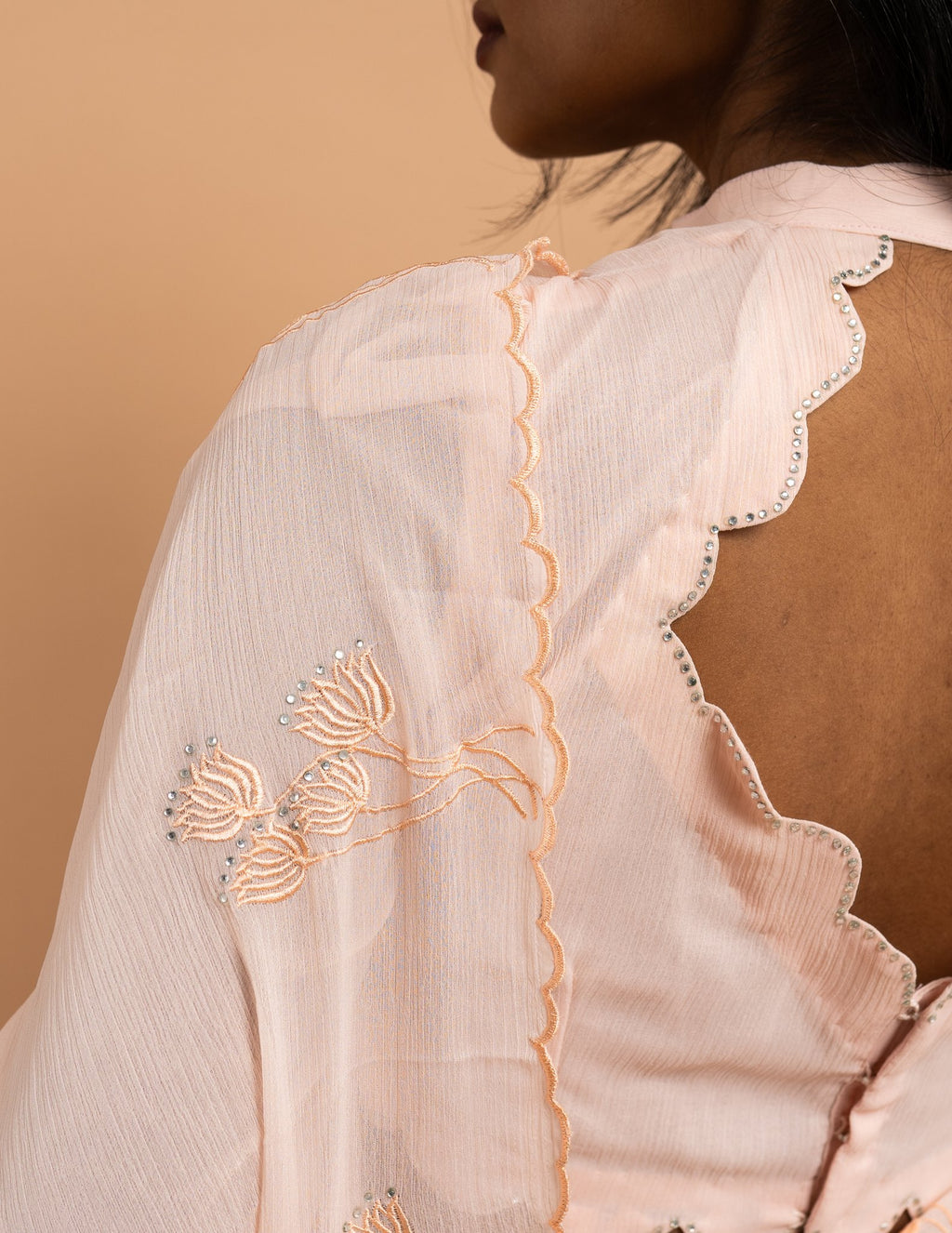 Blush thread embroidered saree – Chiffon silk