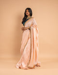Peach zardozi border saree – Tissue silk